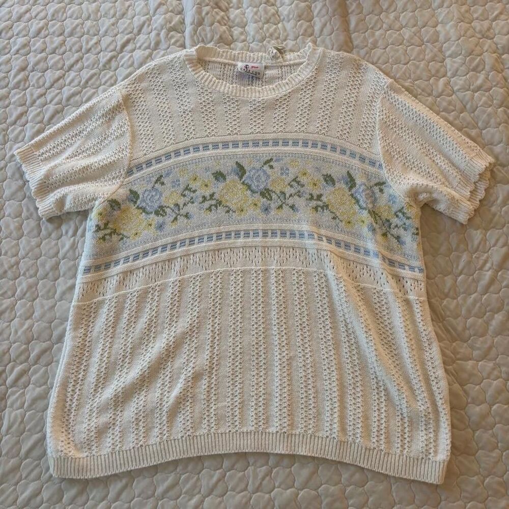 Vintage Y2K Women's Plus Size Boho Peasant Top Blouse W/ Florals Made In USA